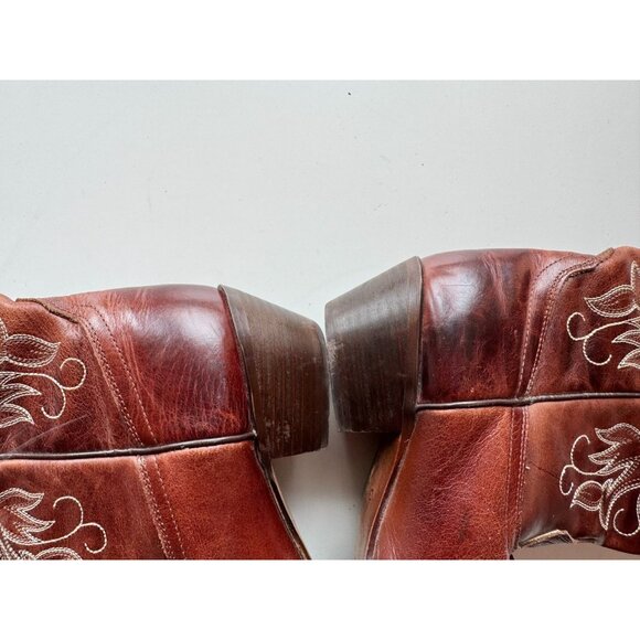 OAK TREE FARMS Dark Brown Embroidered Leather Cowboy Boots, Size 9.5 - Picture 12 of 16
